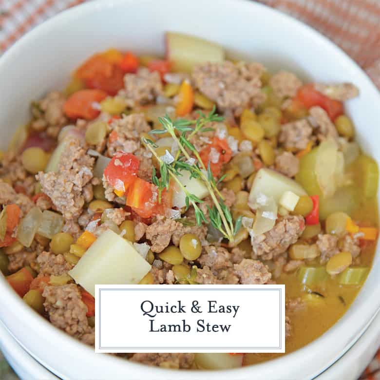 Close up of lamb stew using ground lamb 