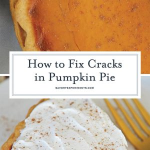 collage of pumpkin pie cracks