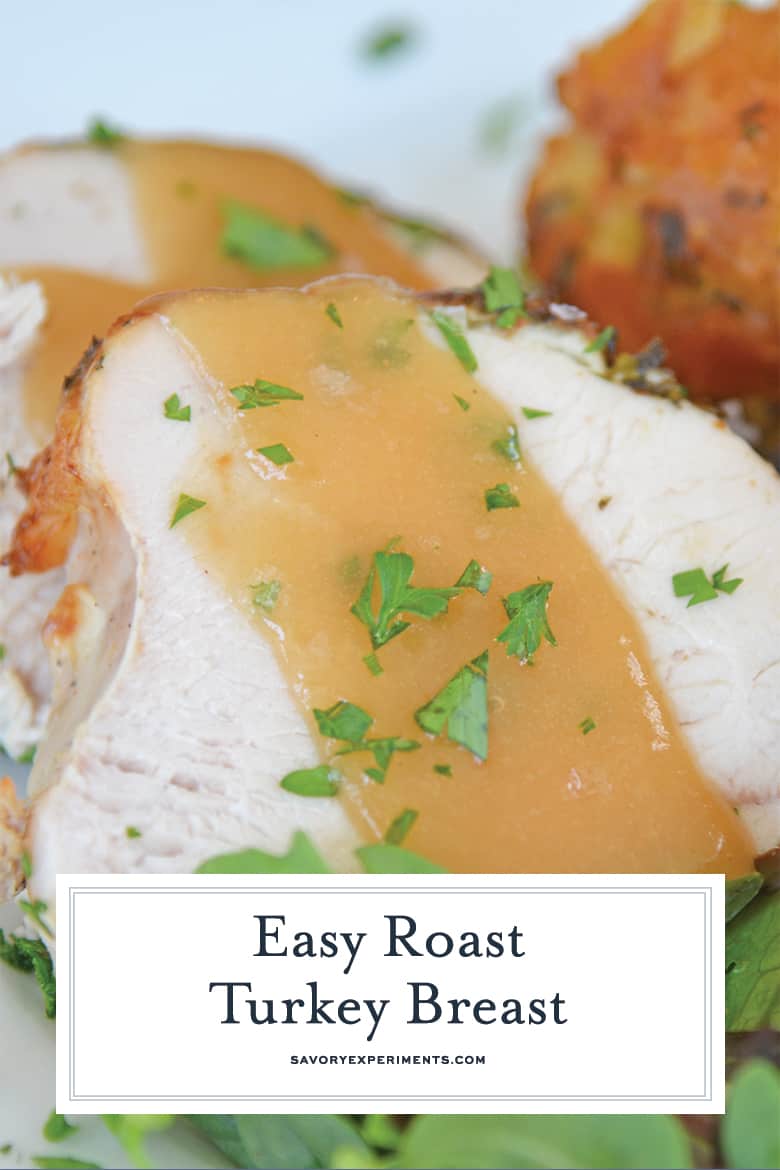 Roast turkey breast smothered in gravy 