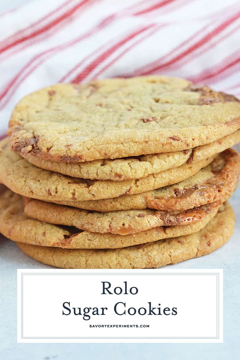 Chewy sugar cookies with rolo candy 