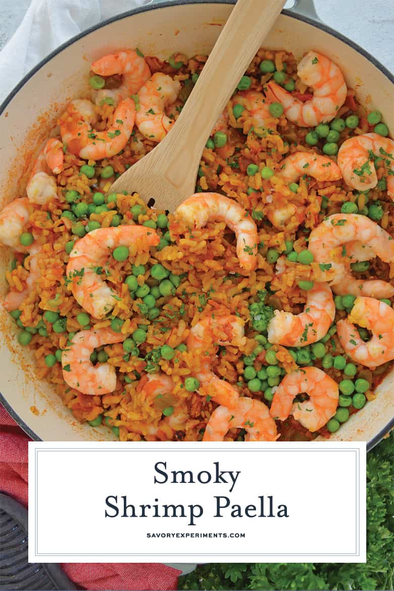 Close up of shrimp paella for pinterest 