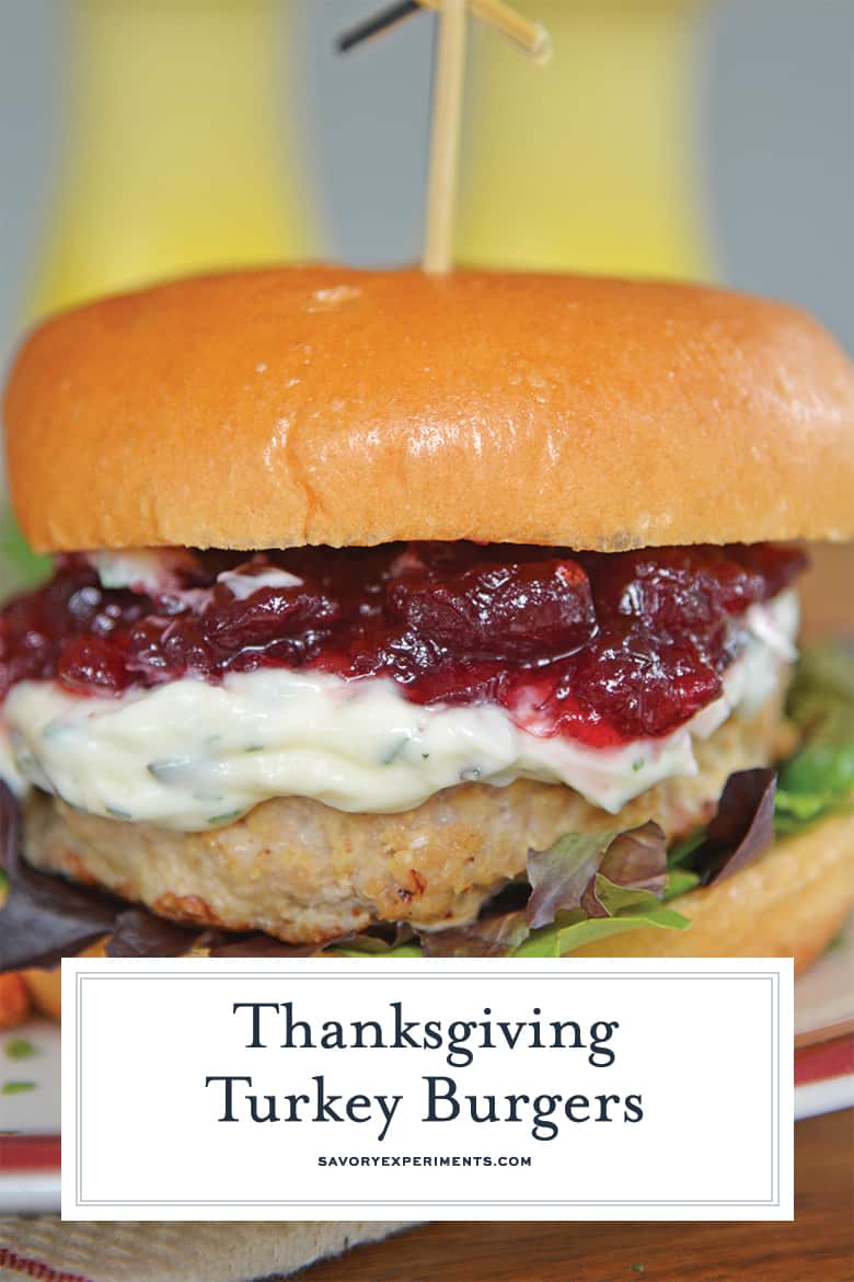 Close up of Thanksgiving Turkey Burgers for Pinterest 