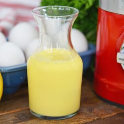 glass jar of hollandaise