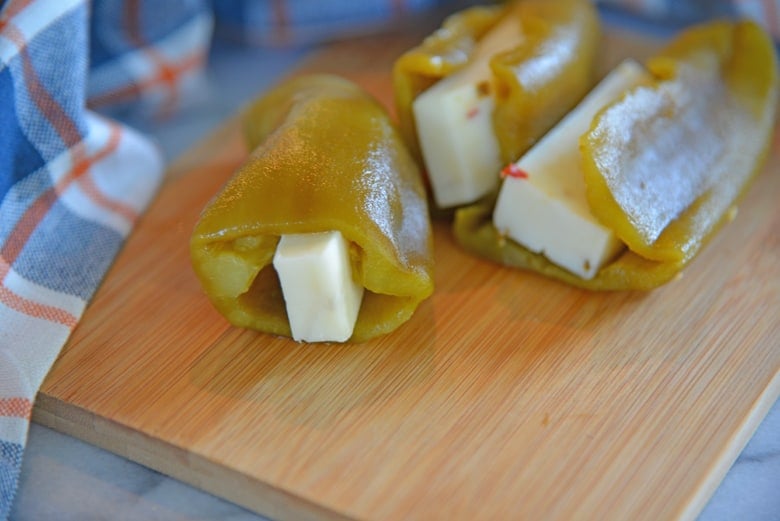 Green chiles stuffed with pepper jack cheese