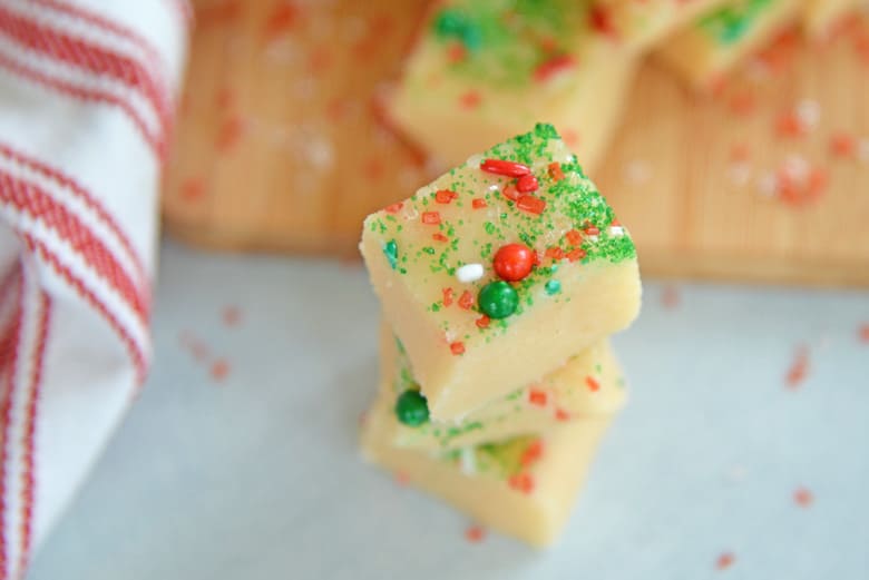 Overhead of shot of Christmas fudge 