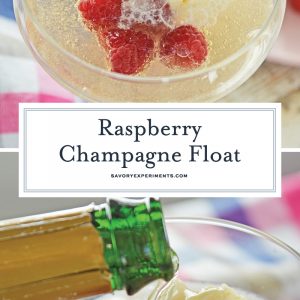 collage of ice cream champagne float