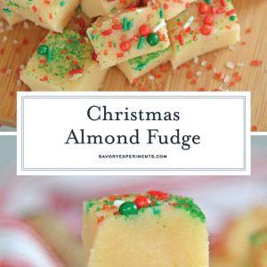 collage of almond fudge recipes