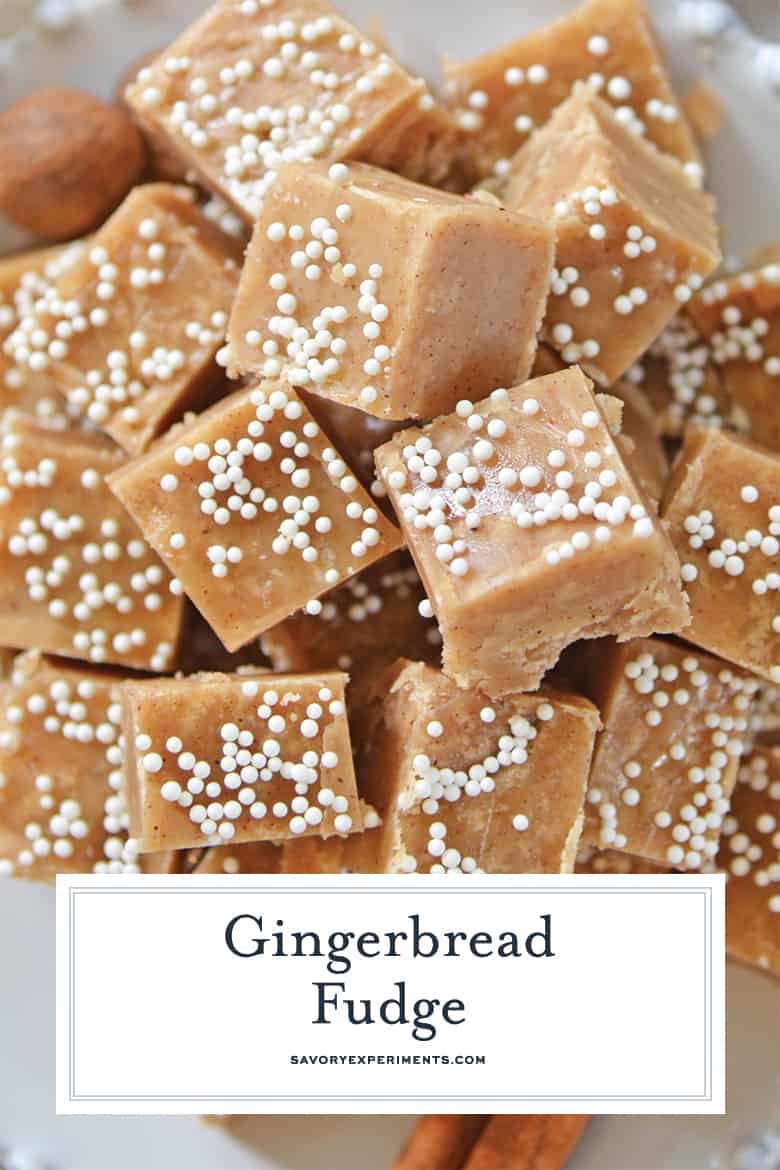 Close up of gingerbread fudge for pinterest 