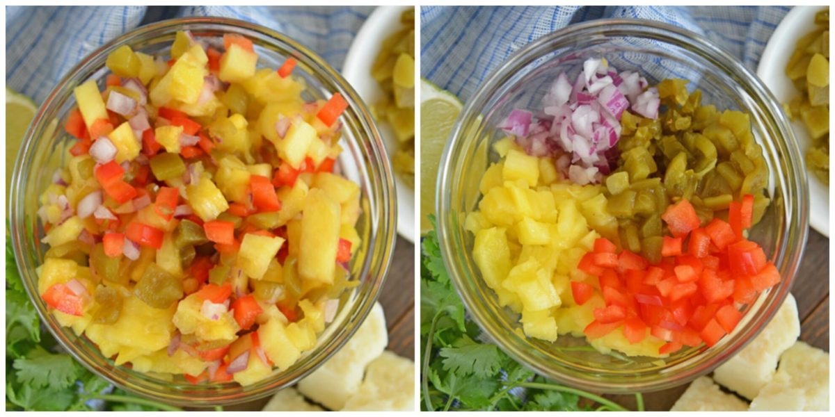 Bowl of jalapeno pineapple salsa 