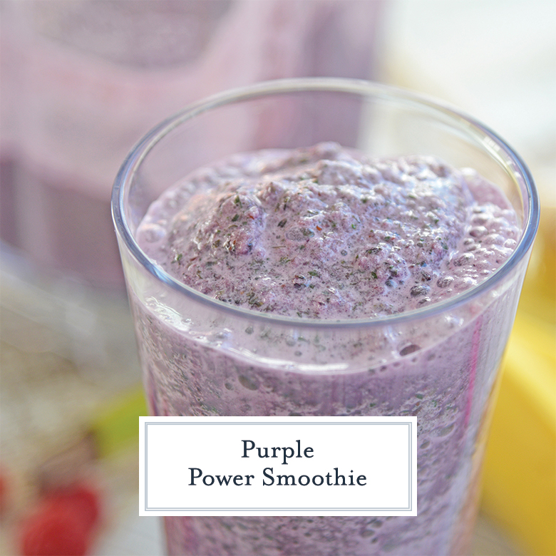 Glass of purple power smoothie 