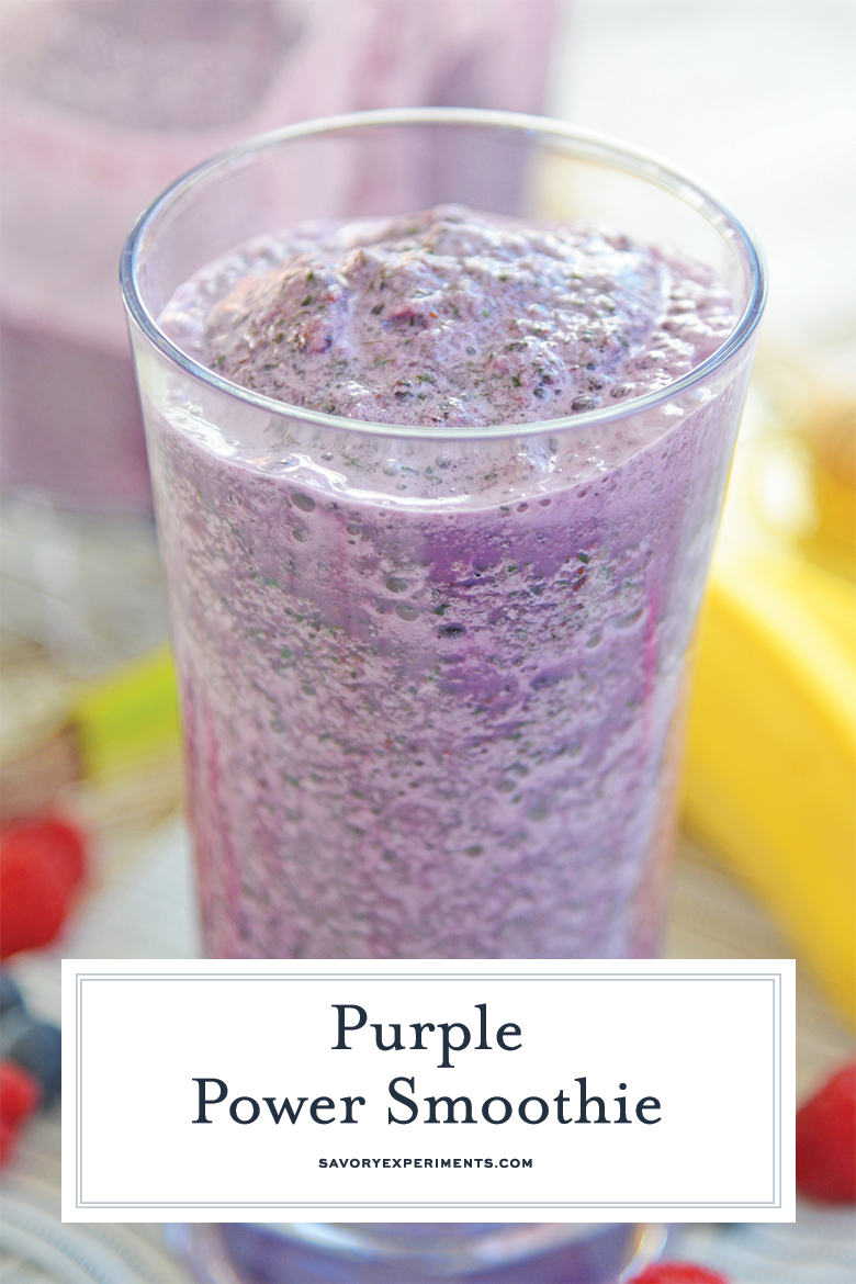 Glass of purple power smoothie 