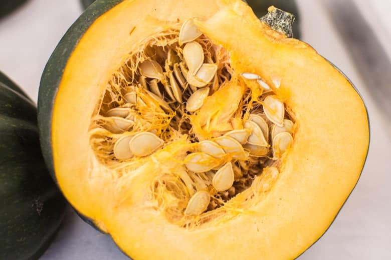 acorn squash cut in half