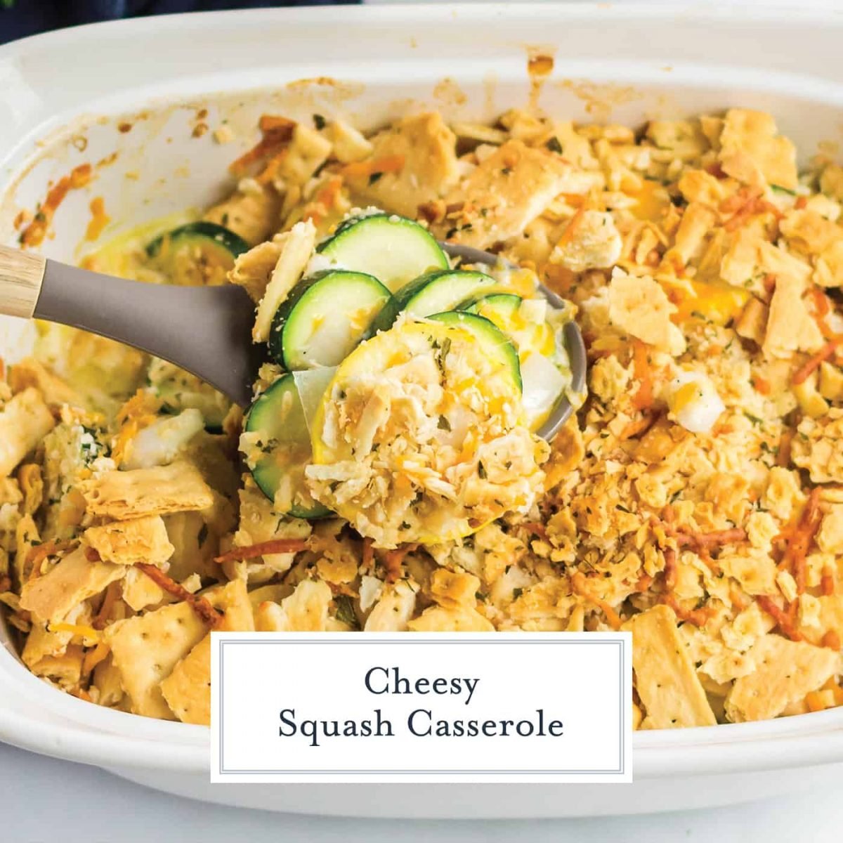 Serving spoon with squash casserole 