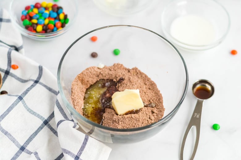 Mixing bowl with eggless cookie dough