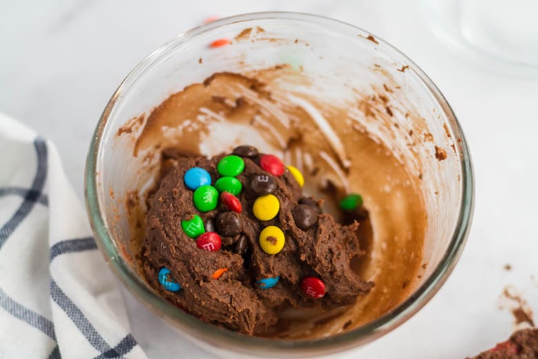 Chocolate cookie dough in a bowl 