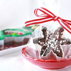 Fudge inside of a cookie cutter wrapped in plastic