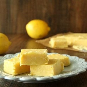 Lemon fudge on a white plate