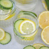 glass of lemon cucumber water