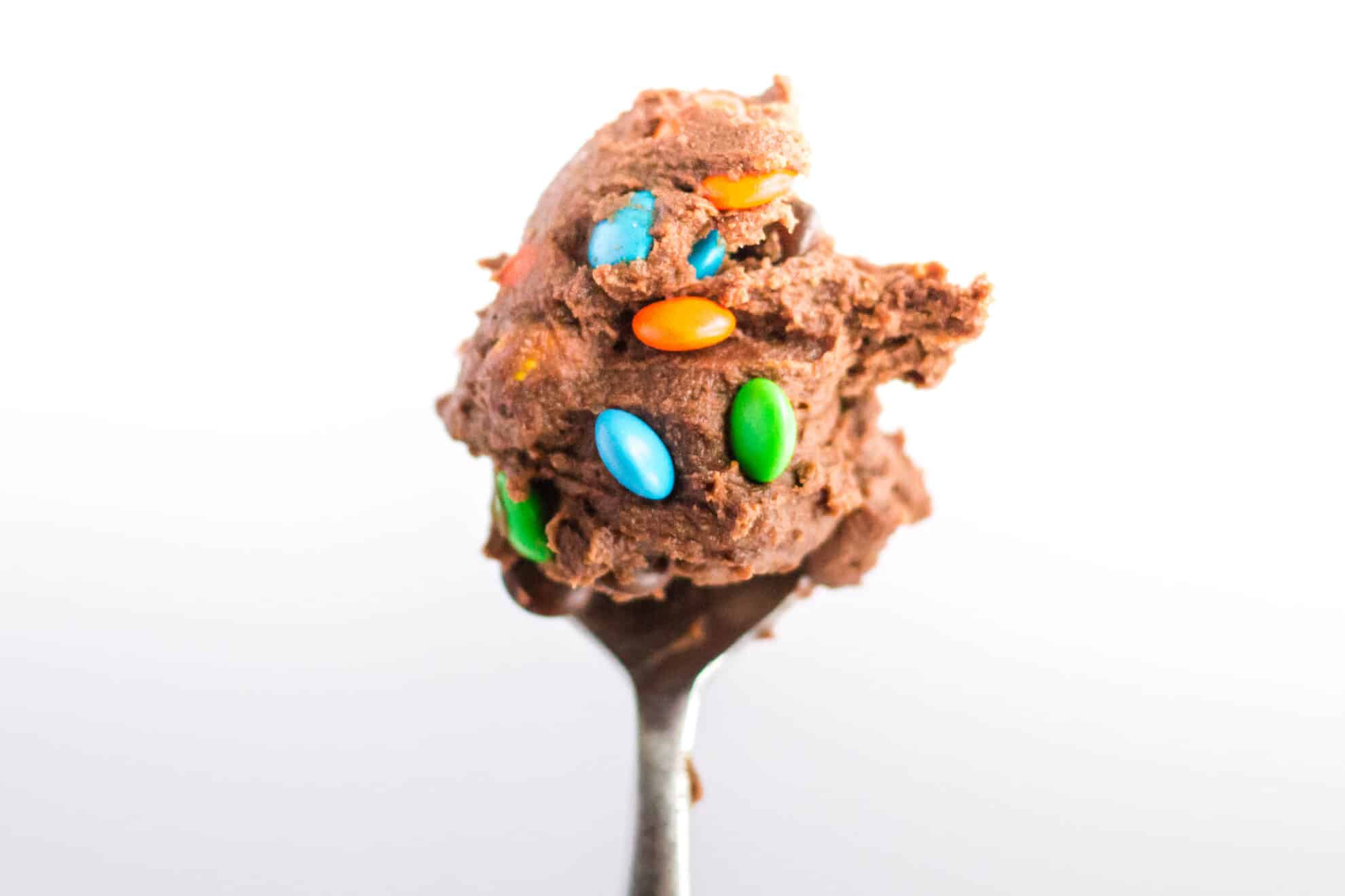 spoon of chocolate edible cookie dough