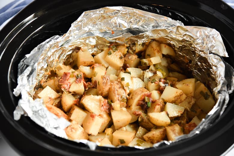 cheesy potatoes in foil