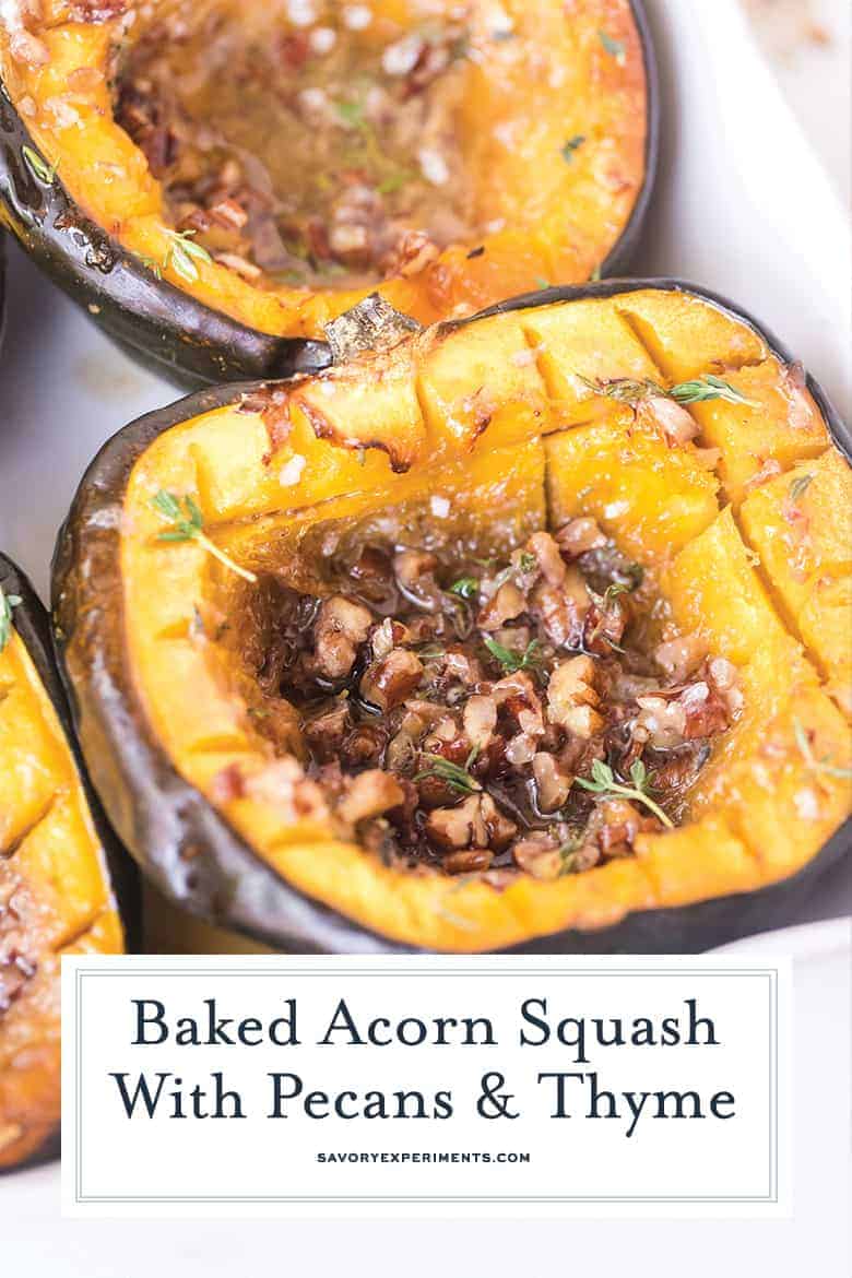 close up of roast acorn squash for pinterest 