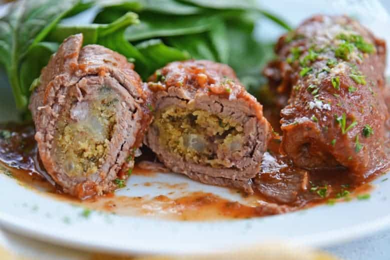 Inside of beef braciole