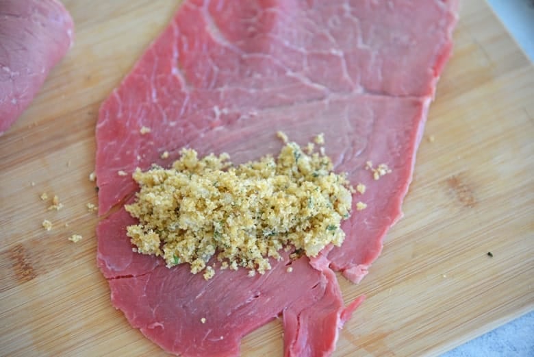 Filling in beef braciole