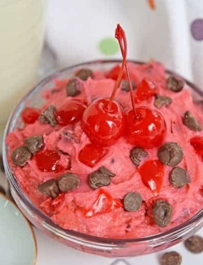 bowl of cherry cookie dough