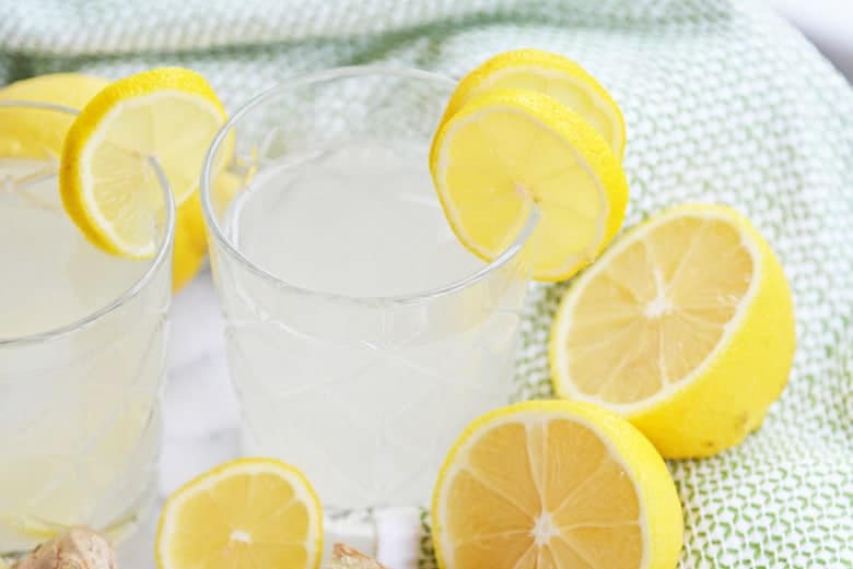 A glass of lemon detox water 