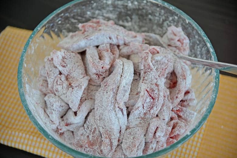 Recipe for Mongolian Beef- beef in seasoned flour 