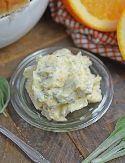 small plate with sage butter