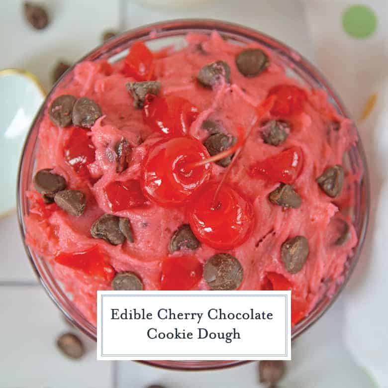Overhead of cherry chocolate chip cookie dough 