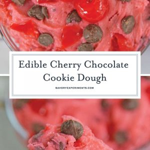 collage of cherry chocolate cookie dough