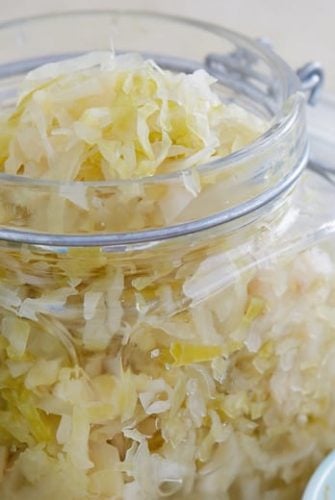 Sauerkraut in a glass jar