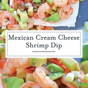 collage of cream cheese shrimp dip