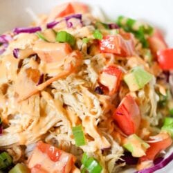 instant pot bang bang chicken in a bowl