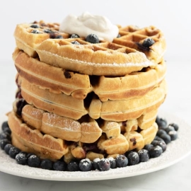 stack of blueberry waffles