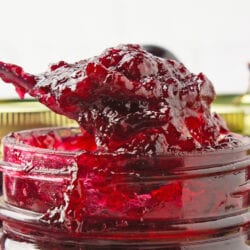 spoon of cherry jam