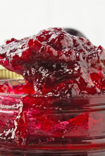 spoon of cherry jam
