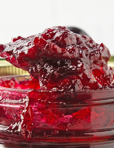 spoon of cherry jam