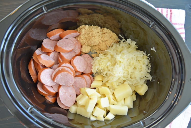 Ingredients for sauerkraut and pork 