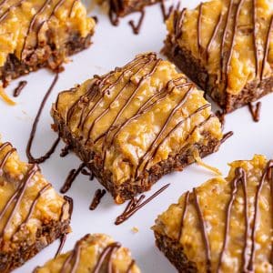 german chocolate brownies on parchment