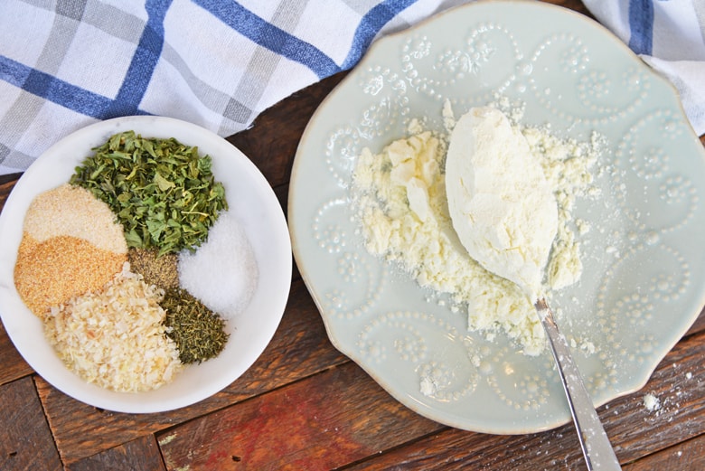 powdered buttermilk in a spoon