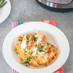 buffalo chicken pasta in a bowl