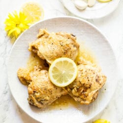 overhead shot of lemon instant pot chicken thighs