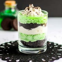 straight on shot of mint cheesecake trifle