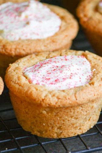 sugar cookie cup with raspberry filling