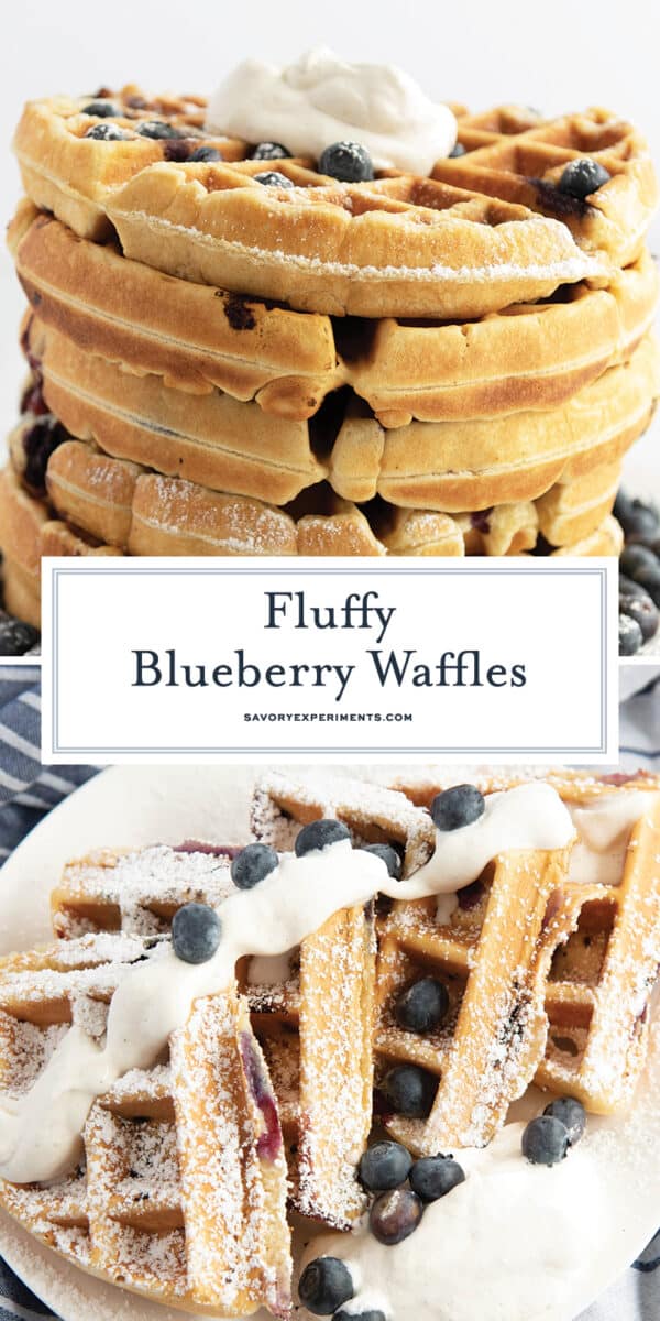 Blueberry waffles from scratch for Pinterest 