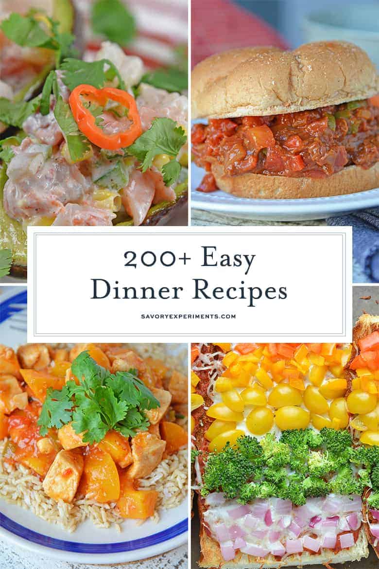 Collage of colorful easy dinner ideas