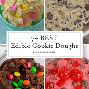 collage of edible cookie doughs